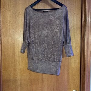 Light brown long sleeve batwing blouse.